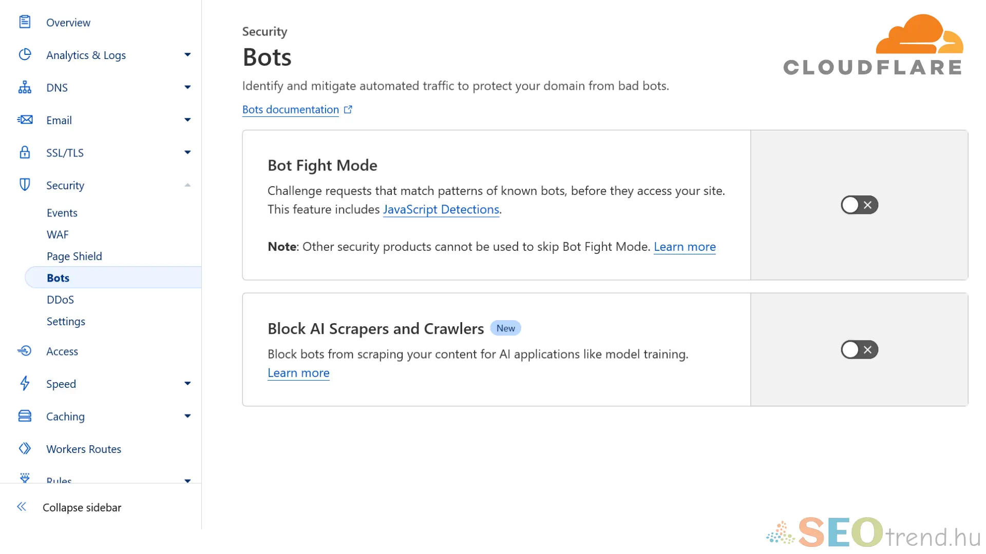 CloudFlare AI szűrő beállítása